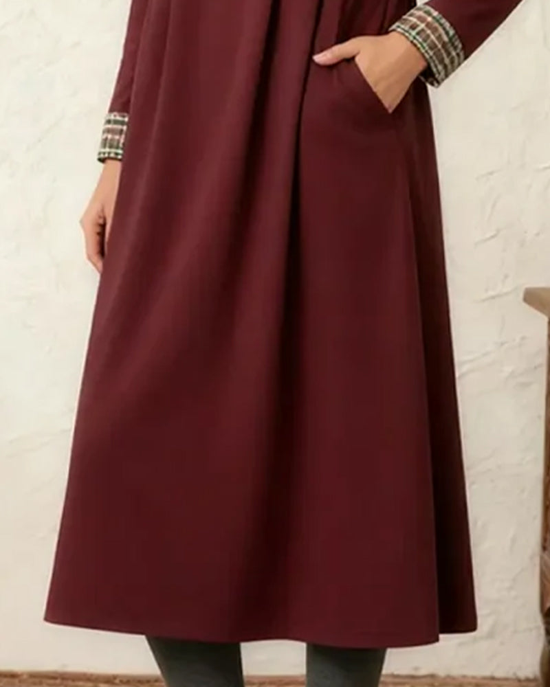 Plaid Patchwork Loose Dress