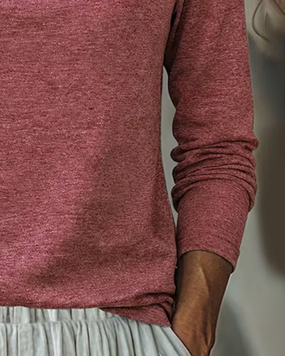 Mock Neck Long Sleeve Solid Top