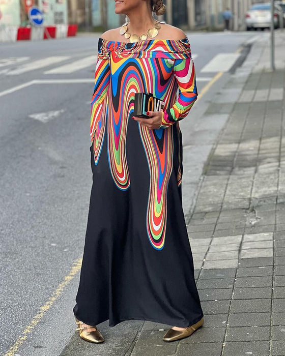 Long sleeve off shoulder elegant maxi dress