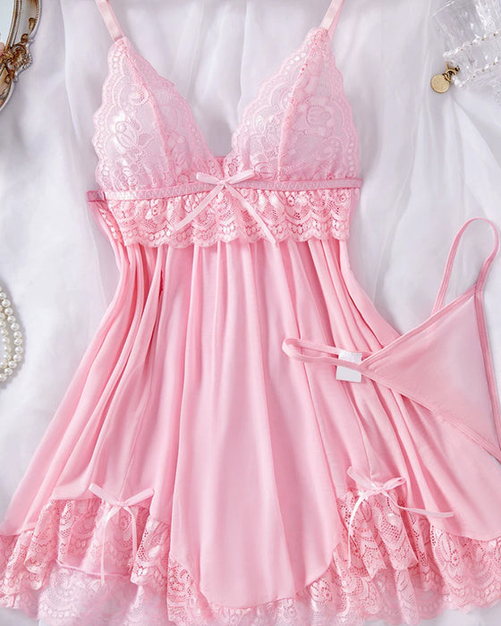 Lace Sheer Sleep Dress Set