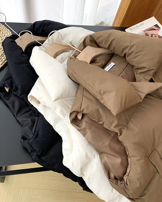 Simple solid color zipper pocket sleeveless padded jacket