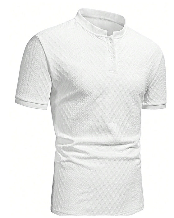 Men's Jacquard Stand Collar T-Shirt