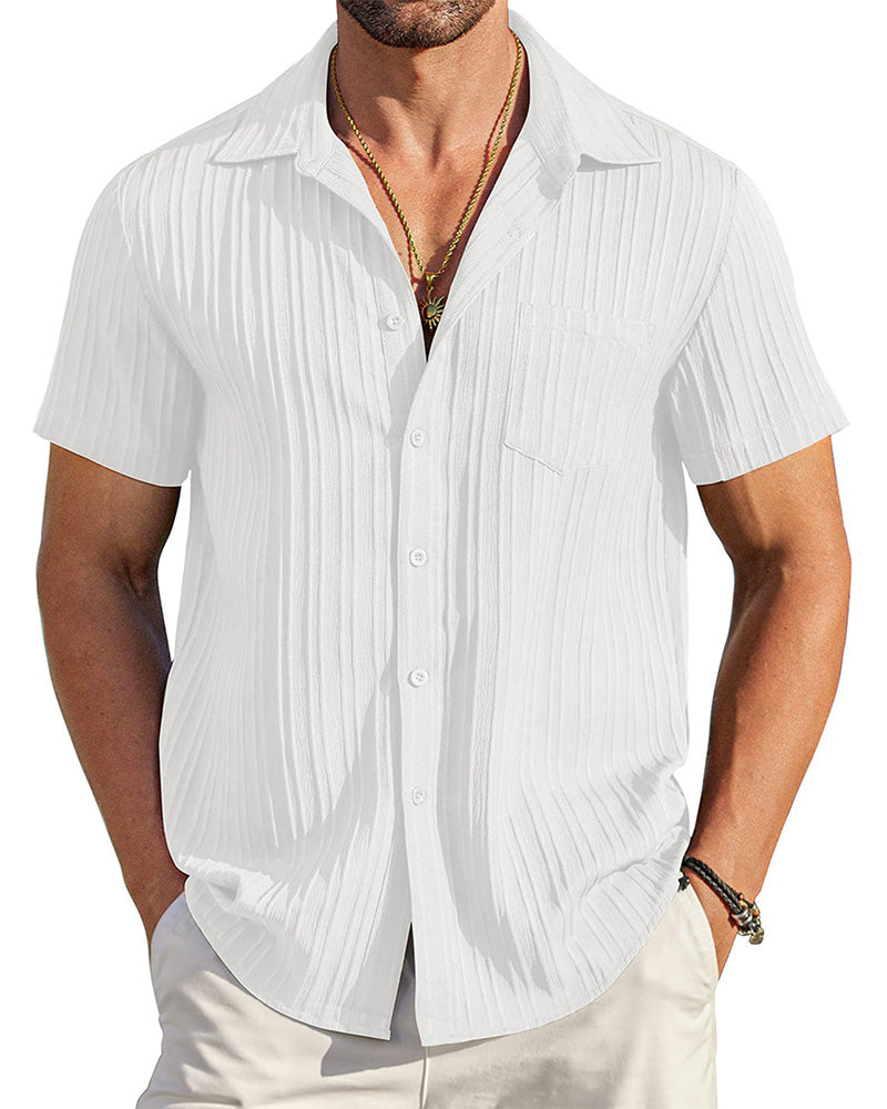 Men's Collared Button-Down Striped Shirt