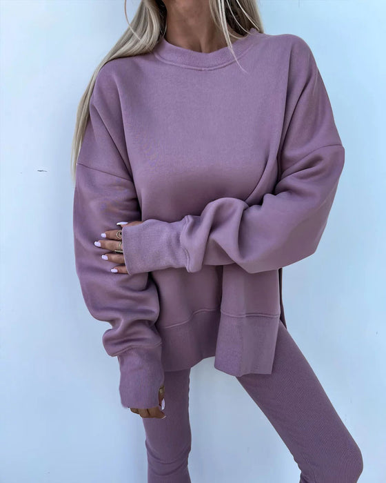 Slim Pants Loose Sweatshirt Set