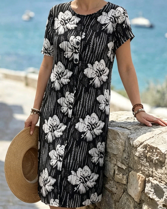 Casual Floral Short Sleeve Dress