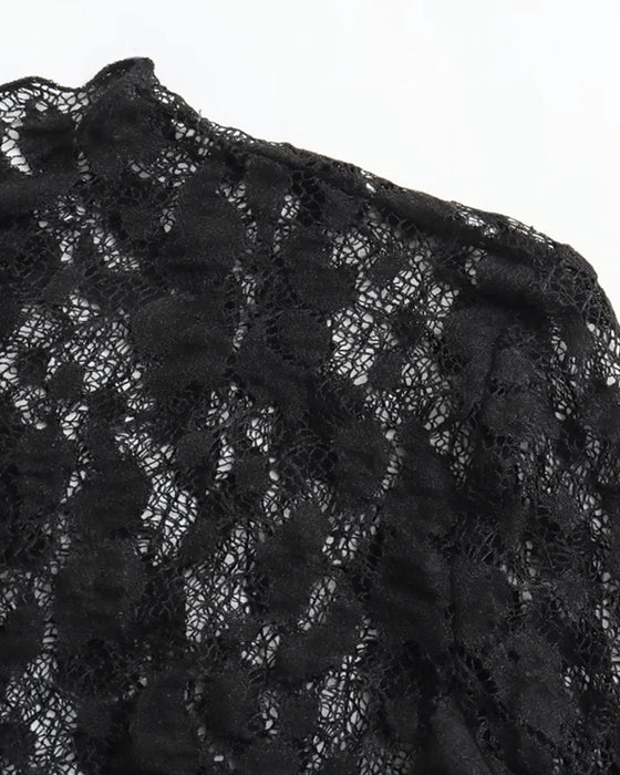 Round Neck Long Sleeve Lace Bodysuit