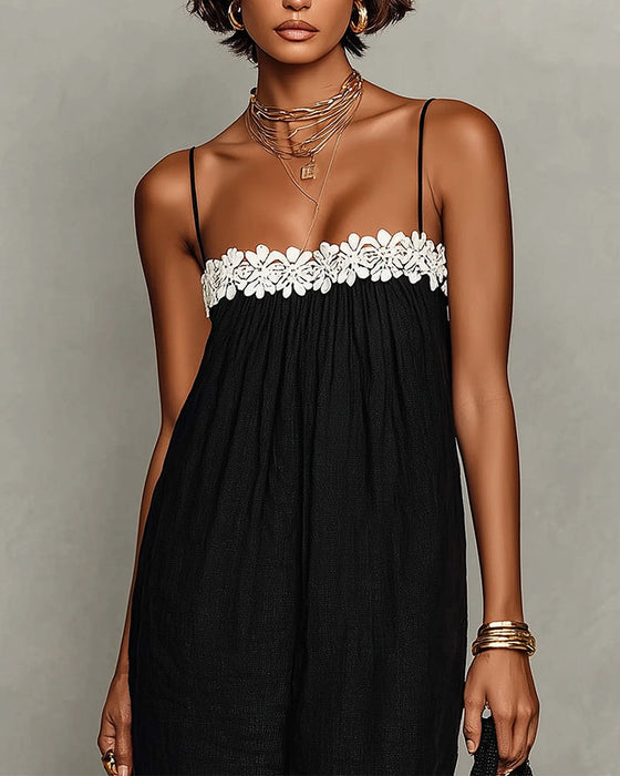 Contrast Color Straight Maxi Dress