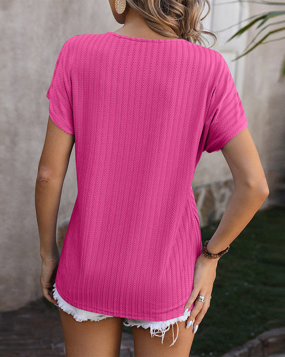 V-neck chain jacquard blouse