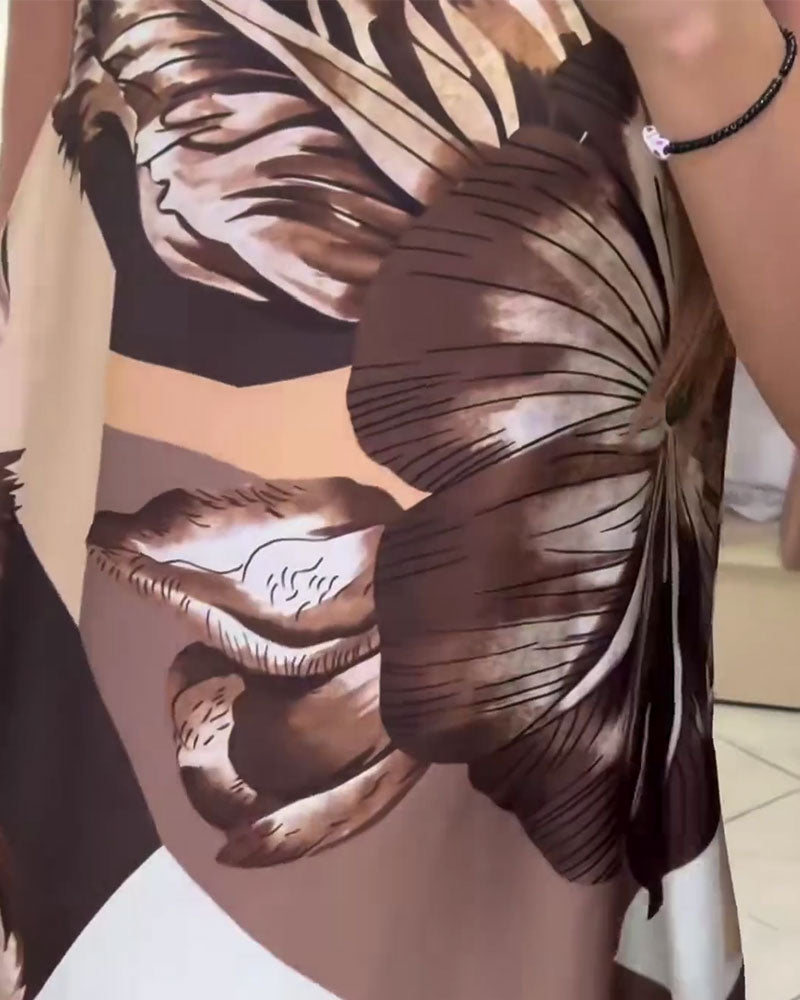 Sleeveless Vintage Print Dress