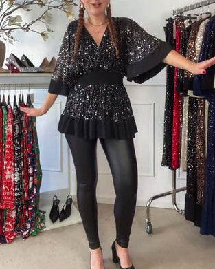 V-neck fashion slim blouse