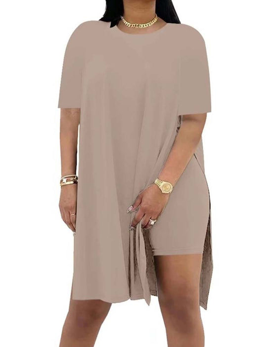 Solid Color Loose Short-Sleeve Pants Set