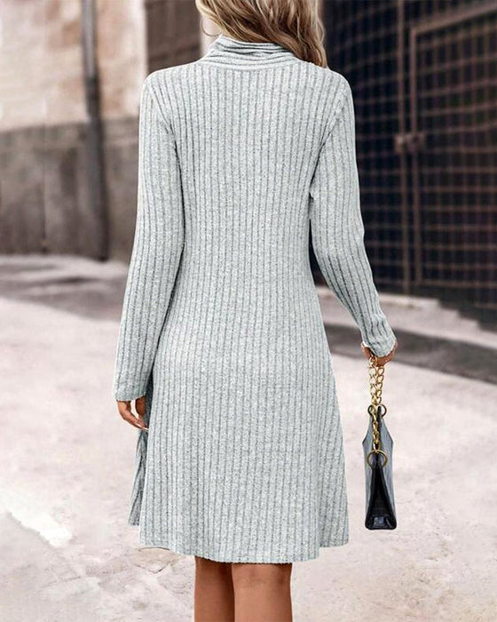 Elegant Solid Color Dress with A-Line