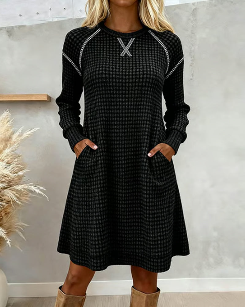 Color-Block Stitched Pocket Dress