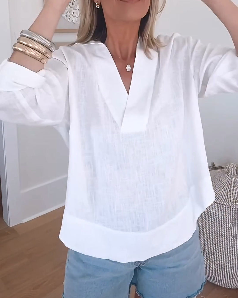 Lapel Solid Loose Top