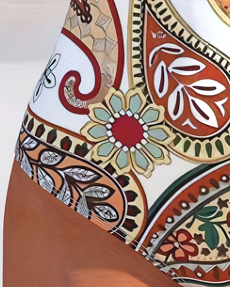 Resort-Style Printed Onesie Swimsuit