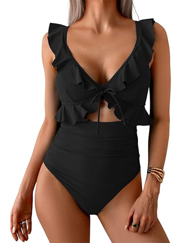 Ruffle Pleated One-Piece