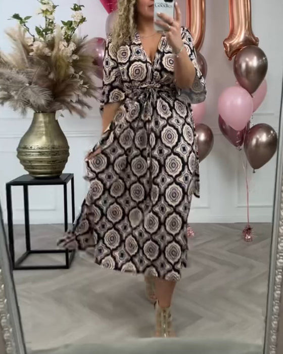 Women's casual ethnic print dress