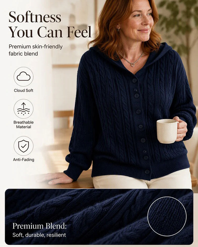 Hooded Open Front Knit Cardigan