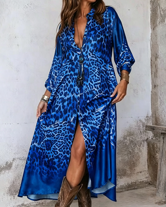 Stylish Leopard Full Skirt Dress