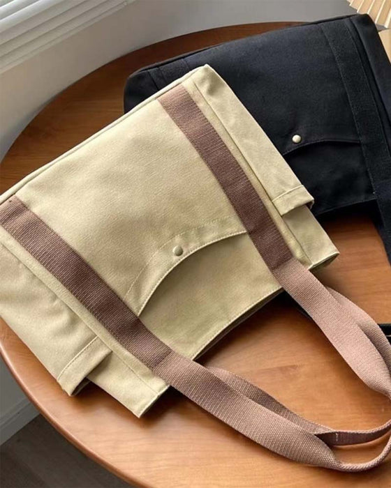 Large capacity canvas bag with double handles