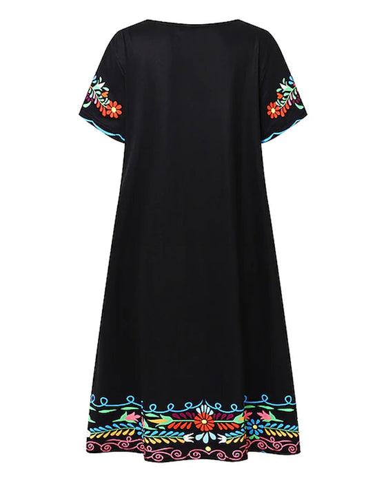 Retro short-sleeved printed dress
