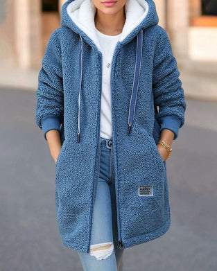 Fleece Thickened Zipper Pocket Hooded Coat