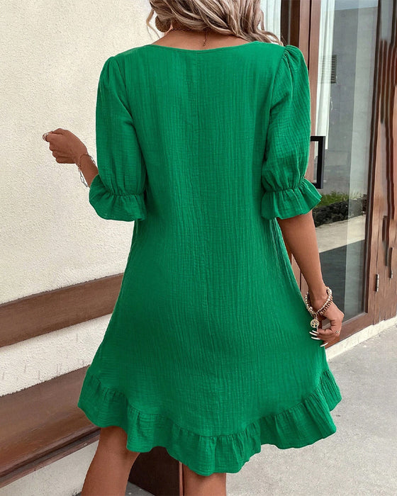 Patchwork Solid Color Dress