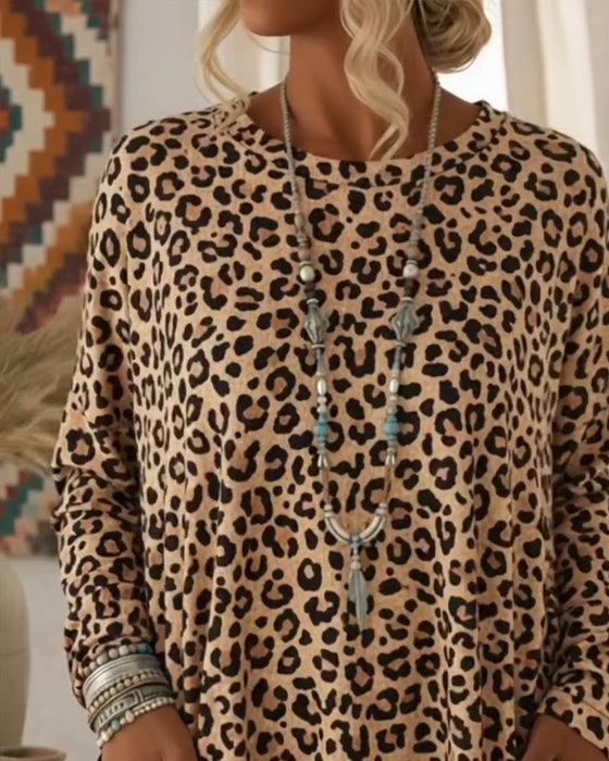 Leopard Print Round-Neck Top