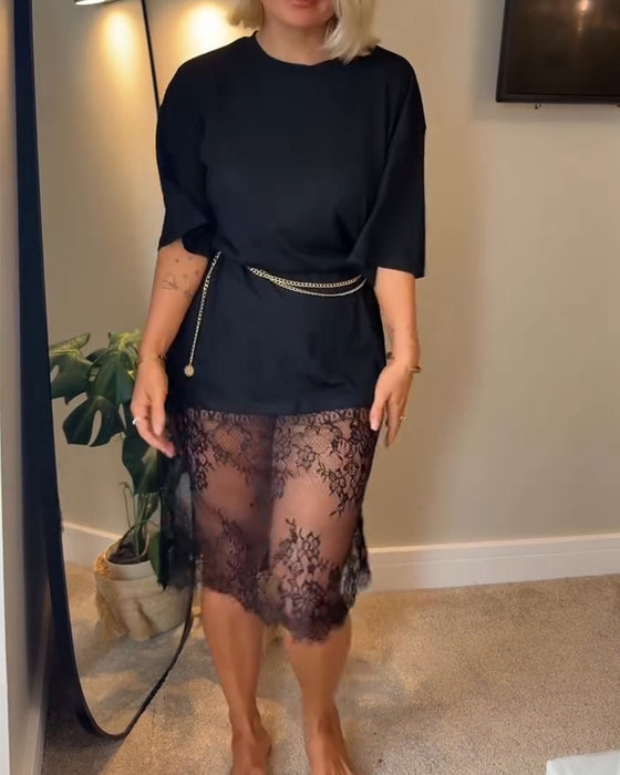Crew Neck Fashion Casual Dress