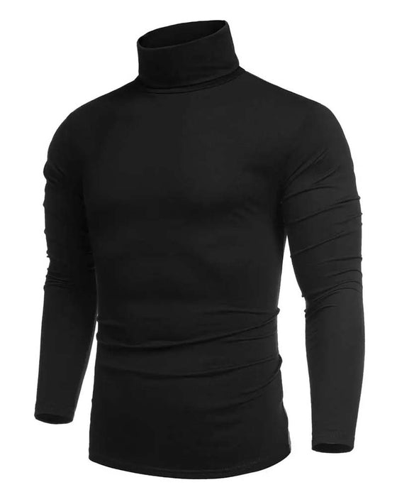 High Neck Slim Fit Solid Men's Blouse