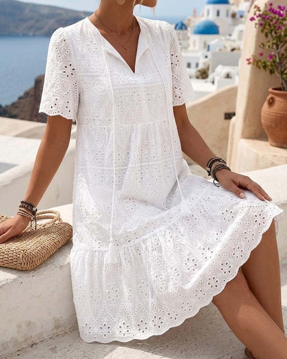 Hollow Out Short Sleeve Dress