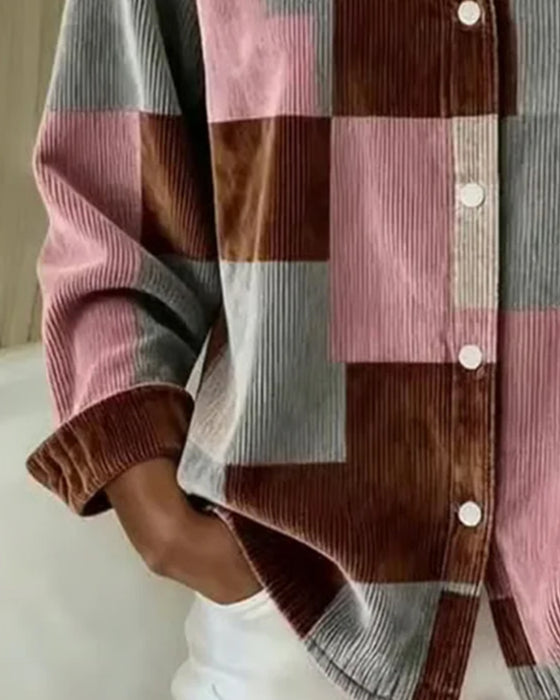 Corduroy Lapel Fashionable Shirt