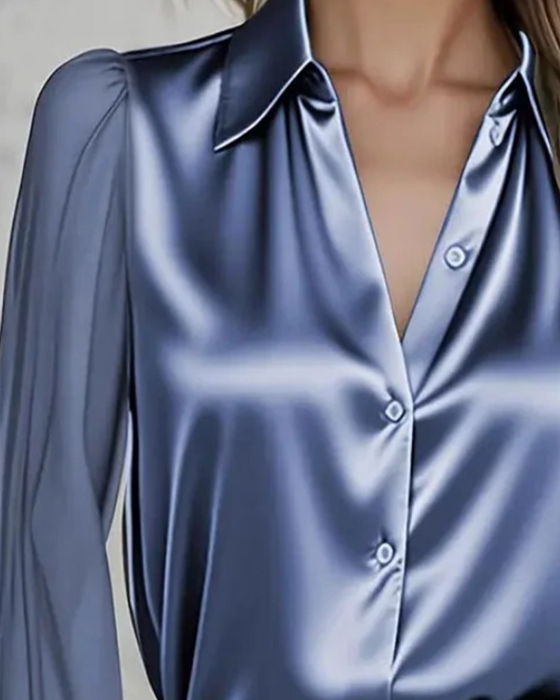 Lapel Long Sleeve Solid Shirt