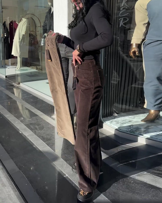 Corduroy Casual Wide Leg Pants