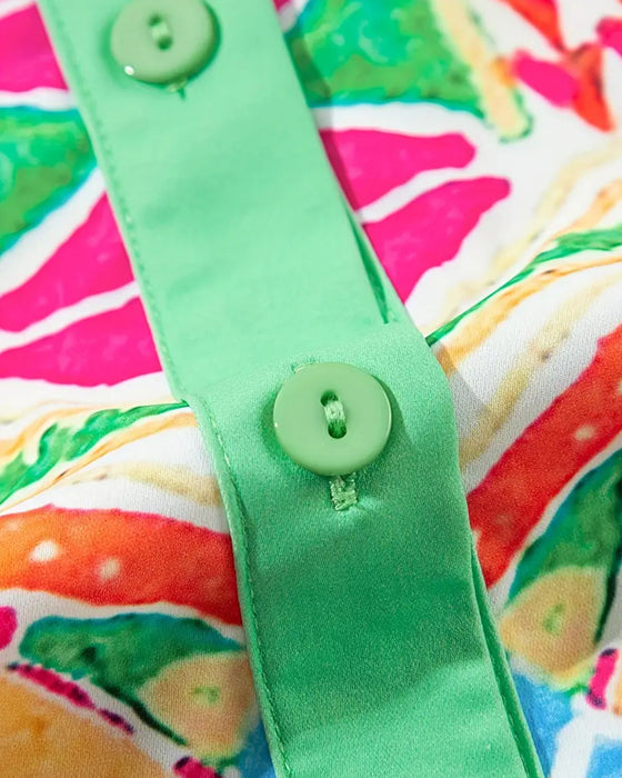 Lapel Colorful Print Shirt Dress