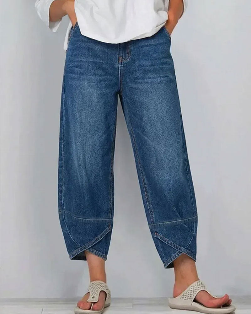 Denim Patchwork Casual Pants