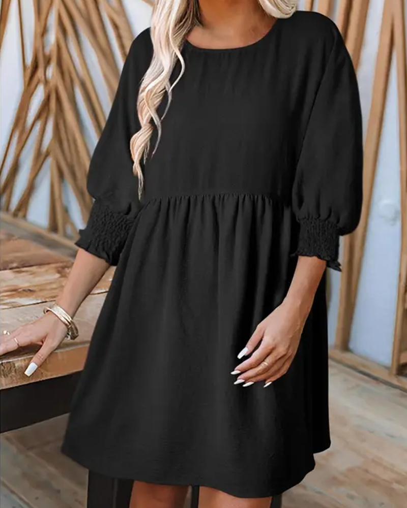 Women's Solid-Color Waist-Cinching Dress