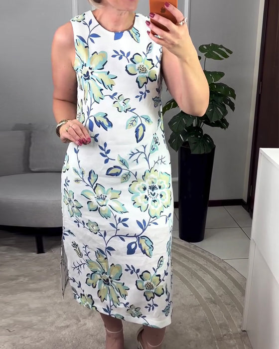 Sleeveless Floral Straight Dress