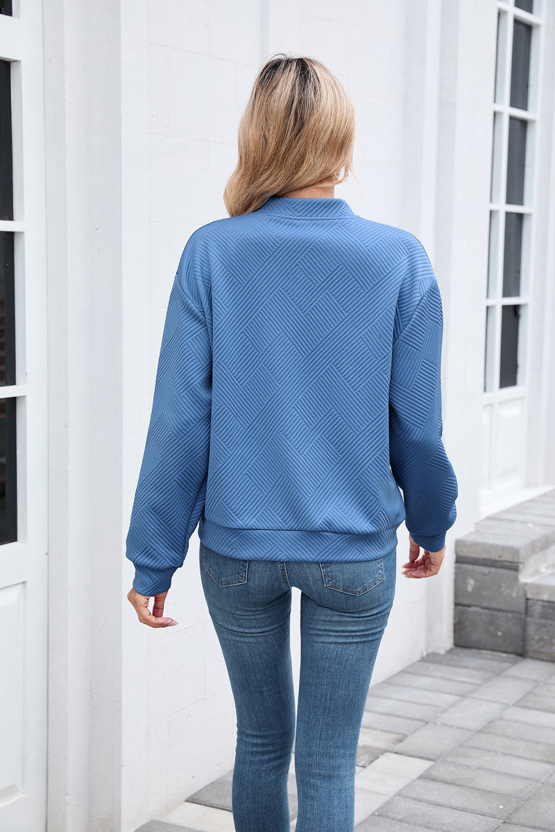 Solid Baseball Neck Long Sleeve Coat