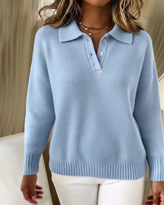 Lapel All-Match Polo Shirt Jumper