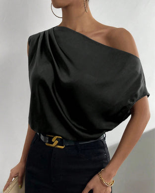 Solid Color Off Shoulder Sleeveless Blouse