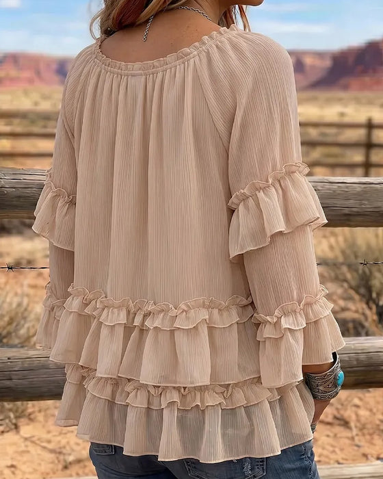 Double Layer Ruffle Flare Blouse