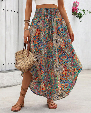 An Elastic Waistband, Retro Prints and a Curved Hem Skirt