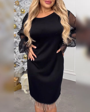 Tassel-Trimmed Long-Sleeved Dress