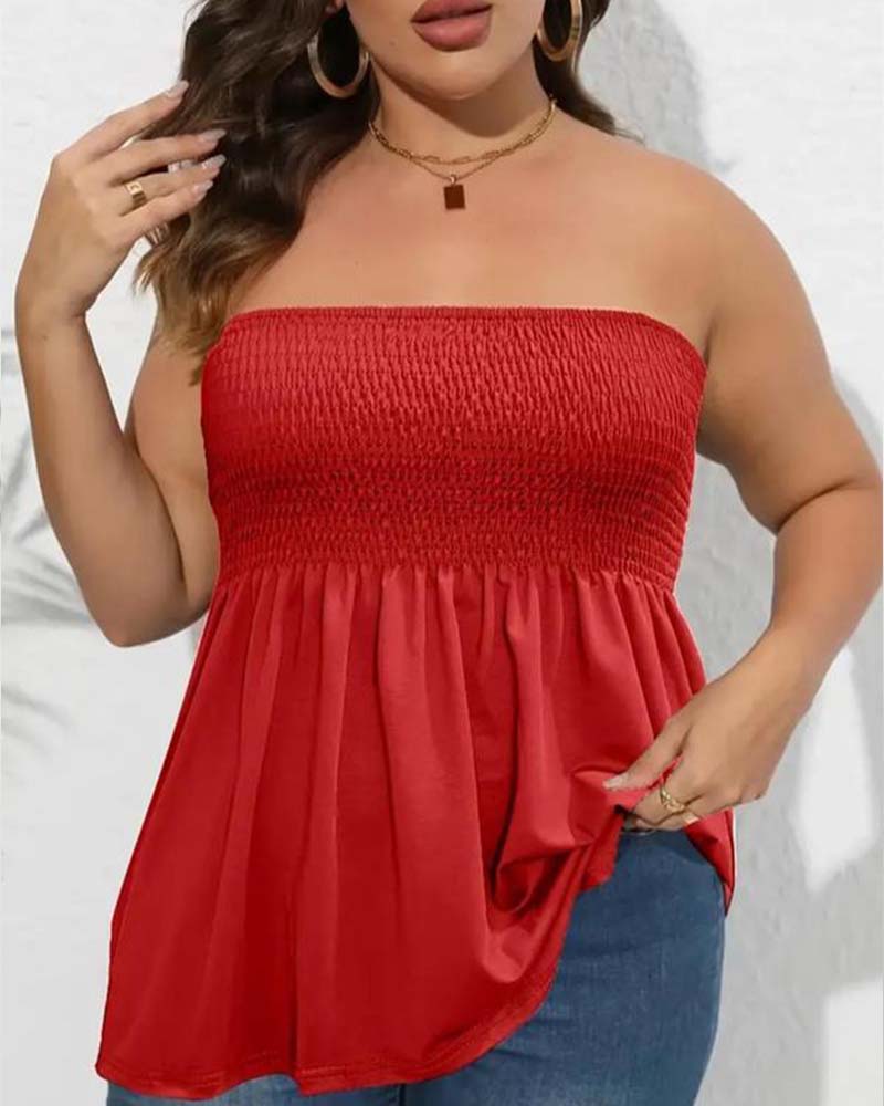 Elastic Strapless A-Line Top