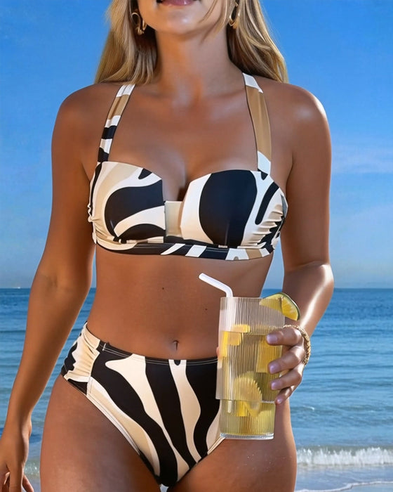 Vacation Animal Print Wireless Bra Bikini