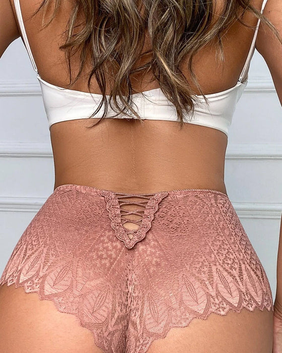 Elegant solid color lace panties