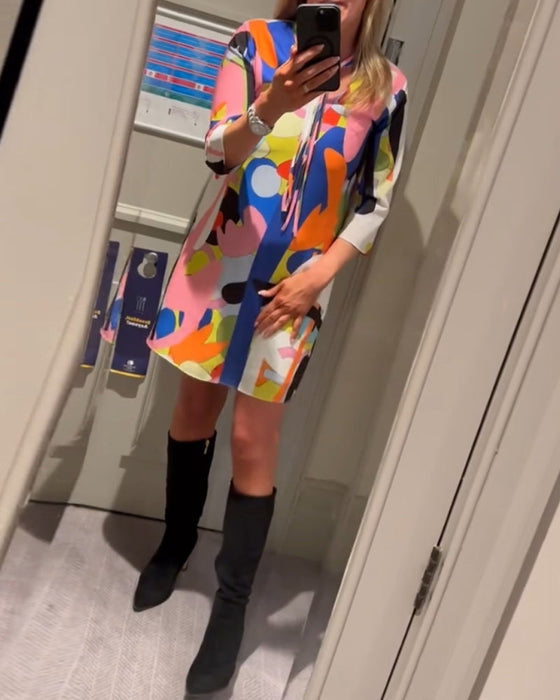 Casual long sleeve printed dress