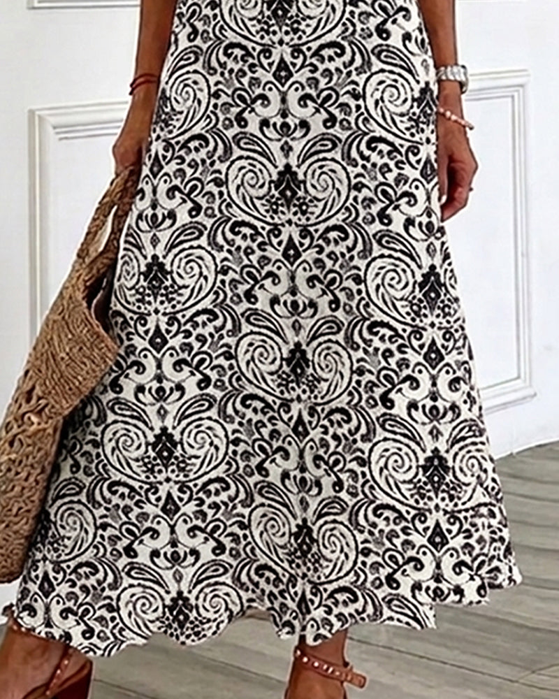 Vintage Floral V-Neck Maxi Dress