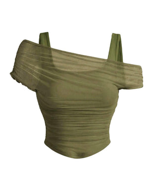 Mesh Ruffle Cami Blouse